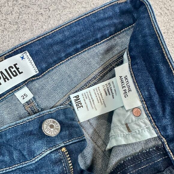 Paige Skyline Ankle Peg Jeans Women 25 Blue Skinny Denim Stretch Slim Fit Casual - Picture 3 of 9